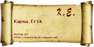 Kapsa Erik névjegykártya